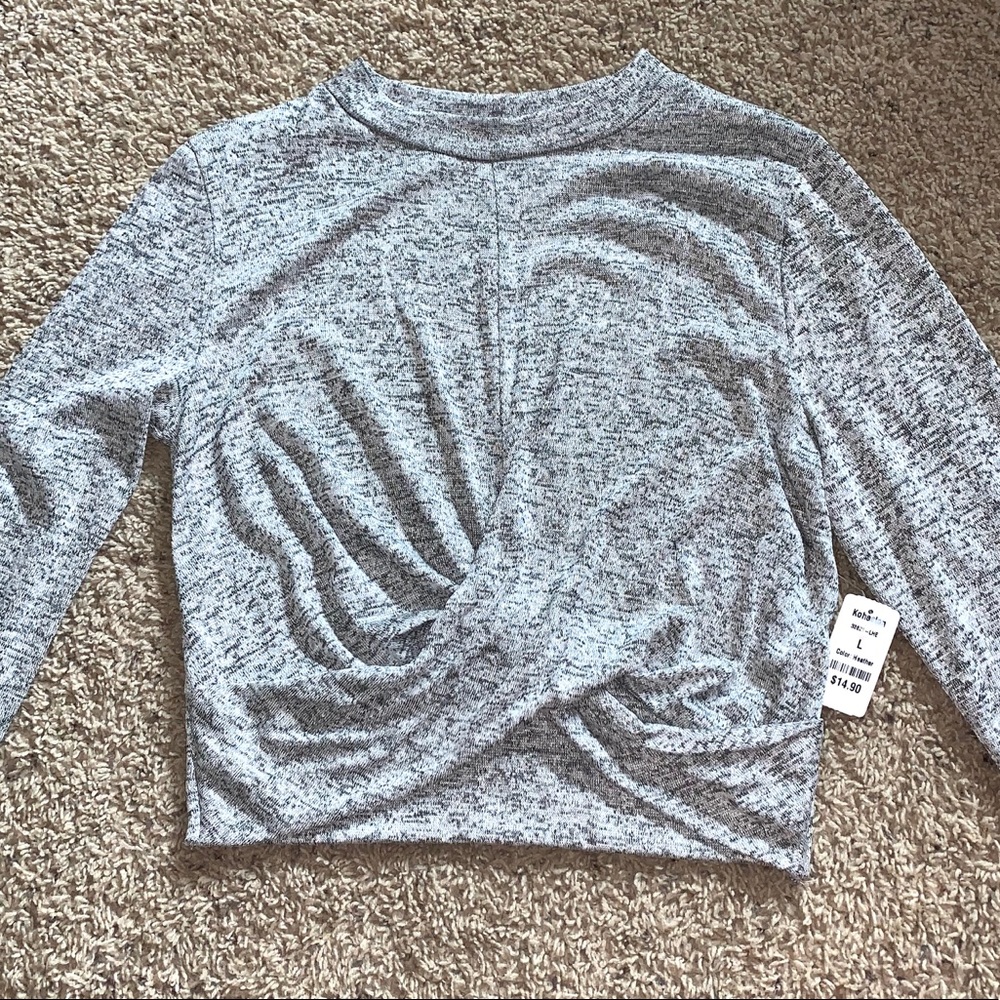 KOHESION Heather Gray Cropped Long Sleeve